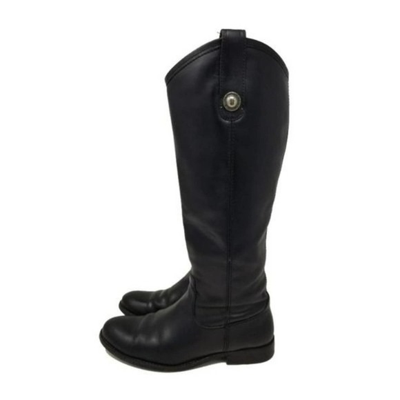Frye Melissa Button Lug Tall Knee High Riding Equestrian Inspired Boots Black 6 - Picture 4 of 8